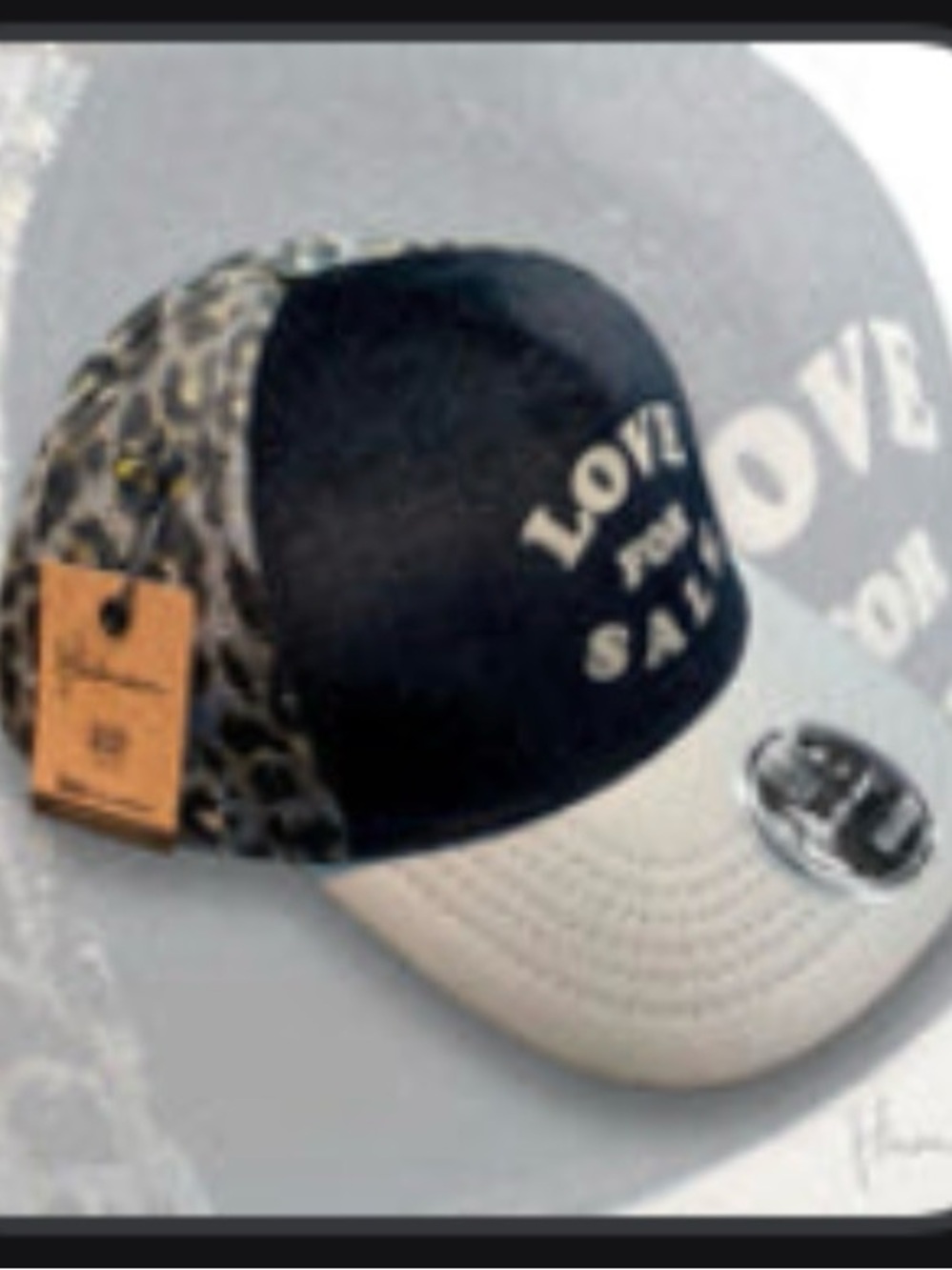 Human Hats 'LOVE FOR SALE' Leopard Panel Baseball Cap - Black/grey